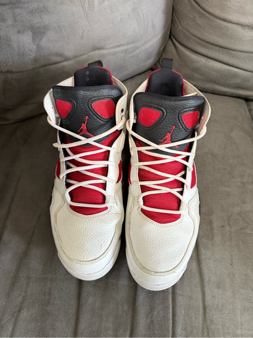 Jordan Men's High-Top Sneakers in White, Red & Black
